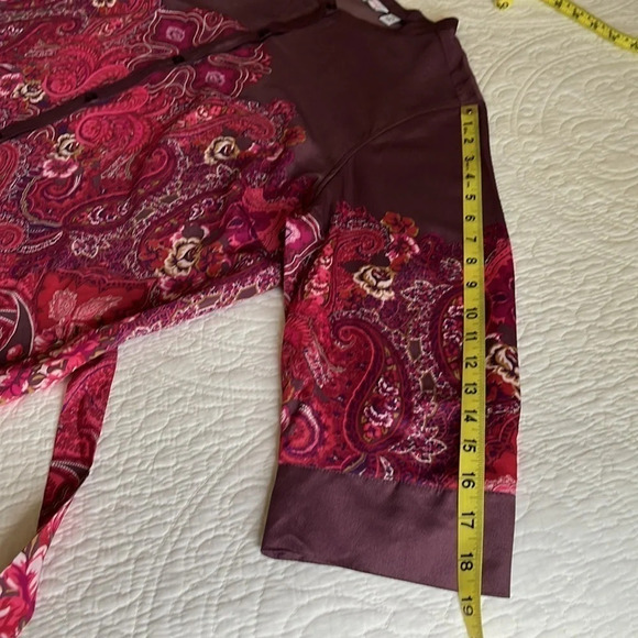 Isaac Mizrahi Live! Tunic Top Women’s 2X Paisley & Plaid Print Plum Silky Boho - Picture 14 of 16